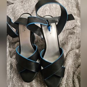 Sbicca katie black & blue wedge sandal